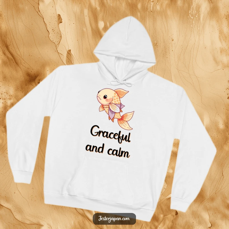 Funny Koi Kimono Hoodie featuring a serene koi fish swimming elegantly, draped in a beautiful, flowing kimono.