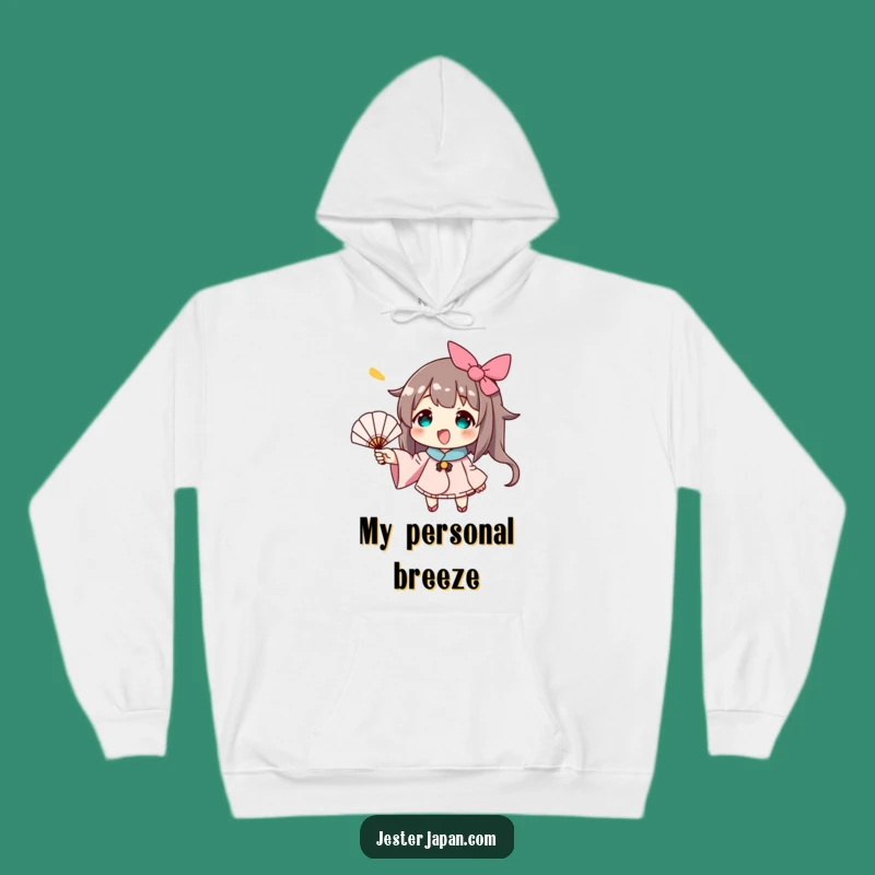Funny Waving Fan Character Hoodie - Cozy Up with Breezy Humor