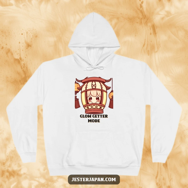 Funny Hoodie: Little character peeking from a traditional lantern, eyes wide with wonder, offering cozy charm.