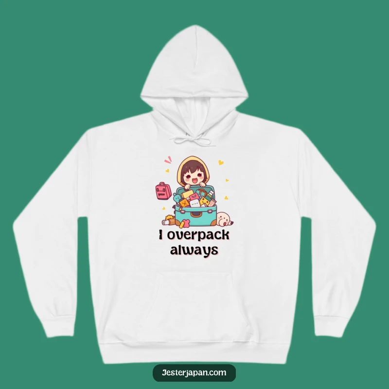 Cozy Funny Packing Kawaii Hoodie: Stay Warm with Chaotic Travel Character