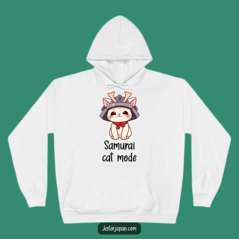Funny Cat Samurai Hoodie: Cozy Kawaii Helmet Sweatshirt, Warm Funny Gift