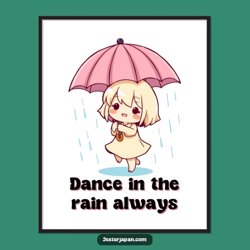 Funny Free Printable Wall Art: Tiny Dancer in Rain, Whimsical Downloadable Decor