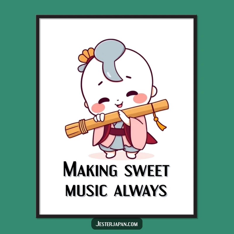 Free Printable Kawaii Flute Player Wall Art - Funny Downloadable Gift