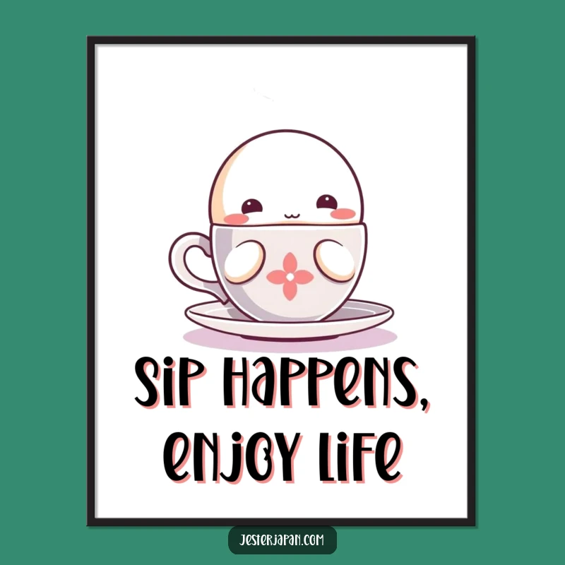 Free Printable Wall Art: Cozy Kawaii Sip - Relaxing & Funny Decor