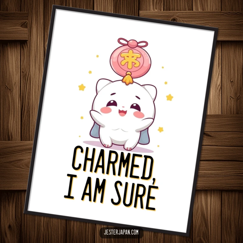 Funny free printable wall art: Delighted character joyfully looking up at a giant lucky charm.