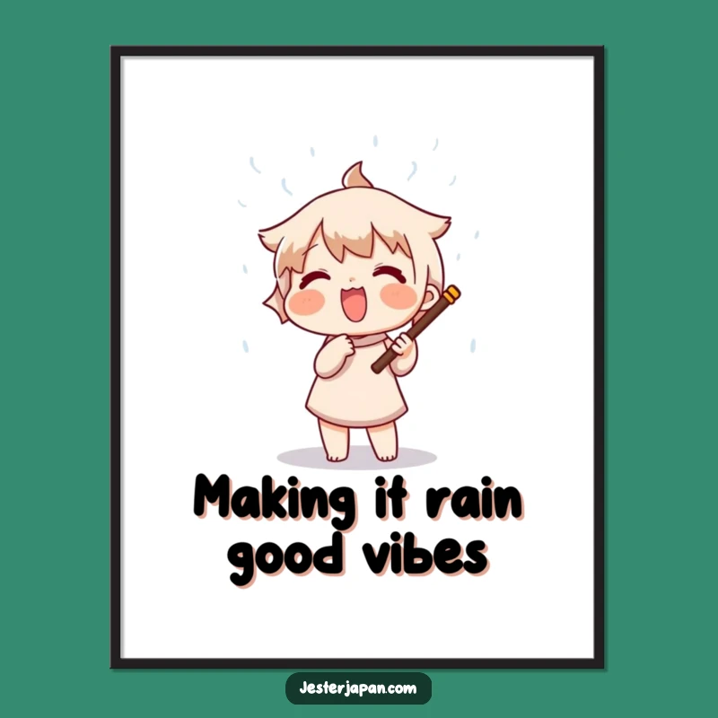 Free Printable Wall Art: Whimsical Rain Stick Shower for Funny Downloadable Art Gift