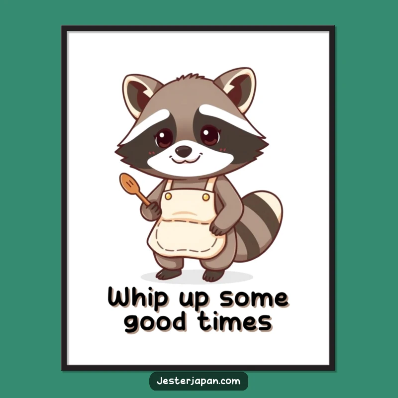 Funny Free Printable Wall Art: Cooking Raccoon Chef, Whimsical Downloadable Decor