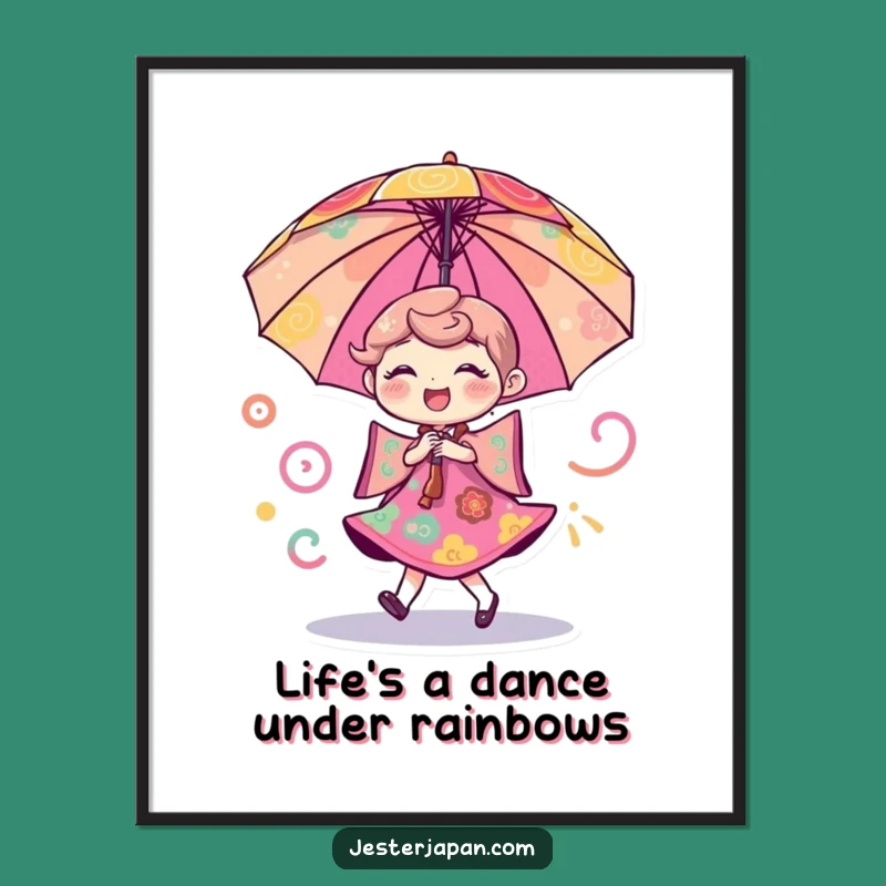Funny Free Printable Wall Art: Dancing Umbrella for Whimsical Decor