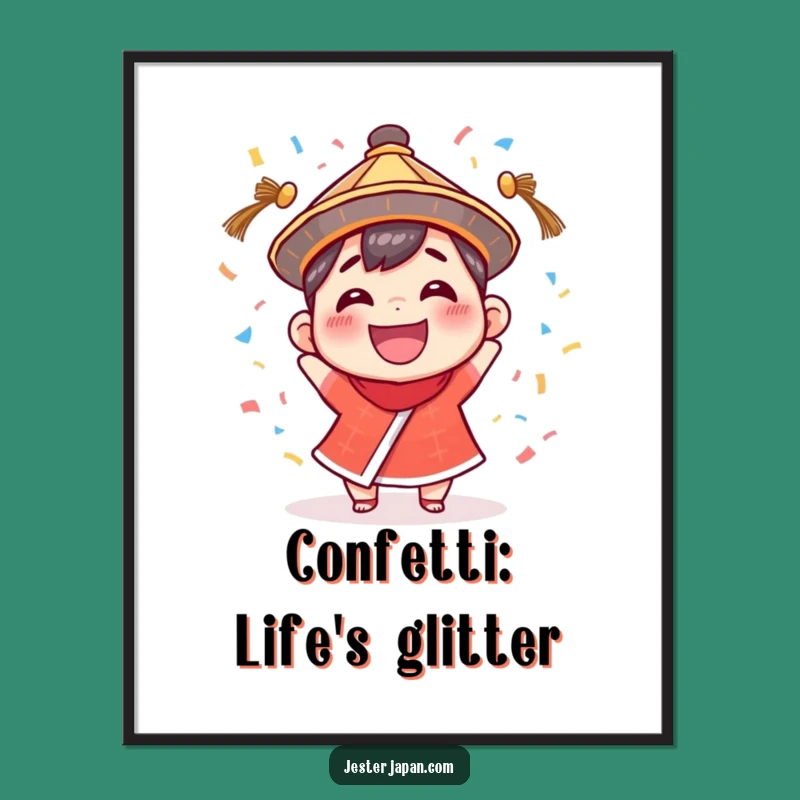 Funny Free Printable Wall Art: Tiny Confetti Hat Character - Joyful Downloadable Decor