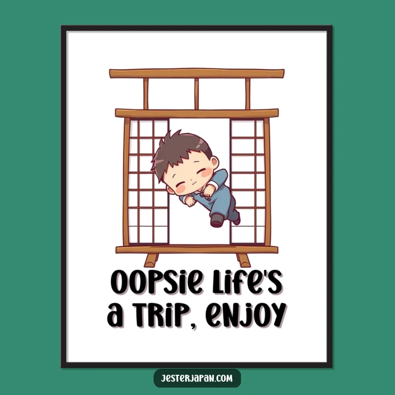 Funny Free Printable Wall Art: Tripping Chibi - Downloadable Decor for a Laugh