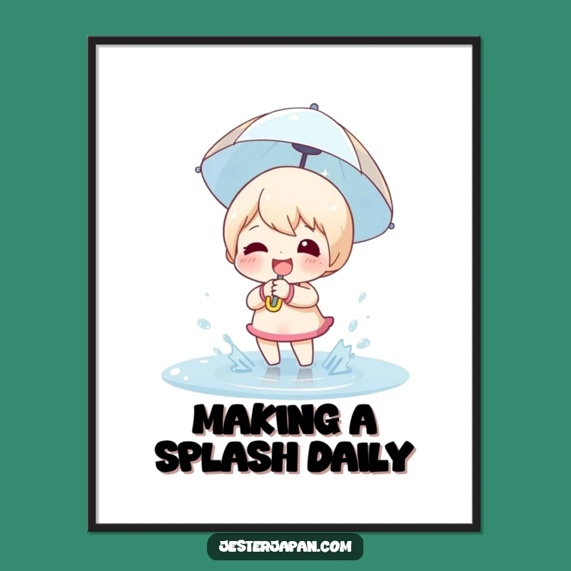 Funny Free Printable Wall Art: Puddle Splasher Character - Joyful Downloadable Decor