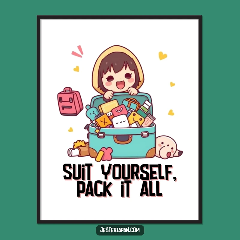 Free Printable Wall Art: Packing Kawaii Chaos - Funny Travel Decor