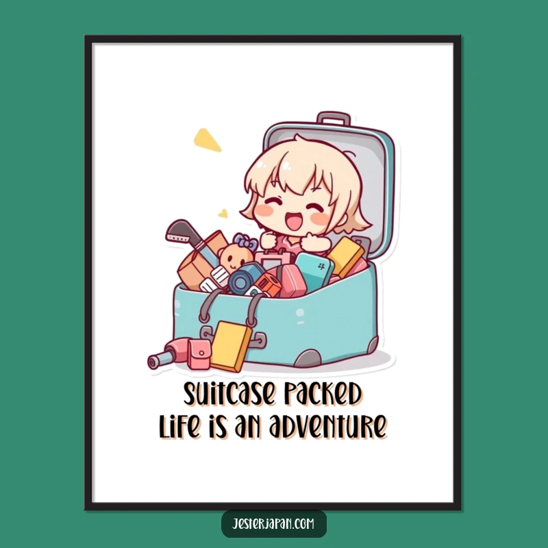 Funny Free Printable Wall Art: Kawaii Packing Adventure Downloadable Decor