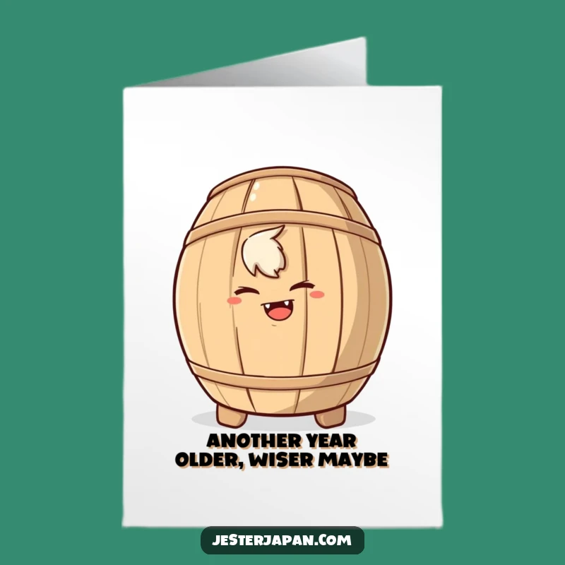 Free Printable Birthday Card: Mischievous Sake Barrel Fun Downloadable