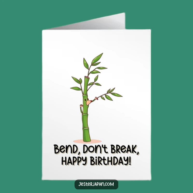 Free Printable Birthday Card: Bending Bamboo Funny Downloadable Gift for Nature Lovers