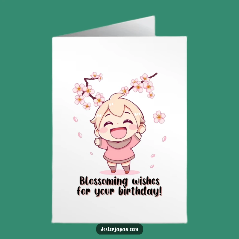 Free Printable Birthday Card: Cherry Blossom Catch for a Joyful Downloadable Gift