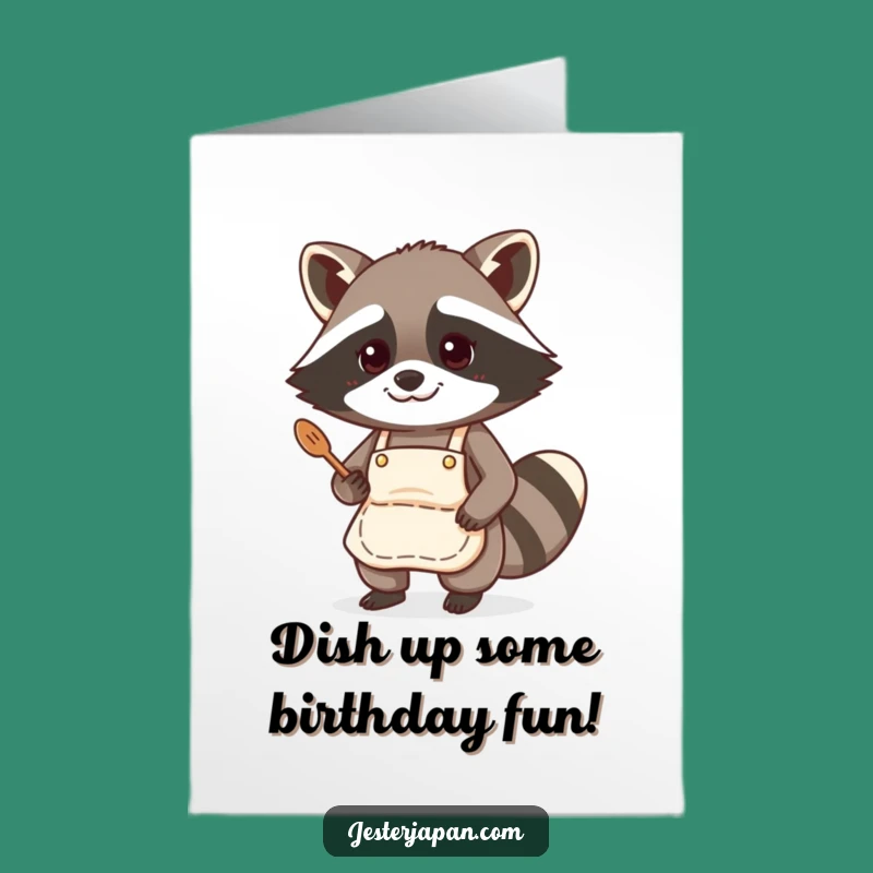 Free Printable Birthday Card: Cooking Raccoon Chef, Fun Downloadable Gift