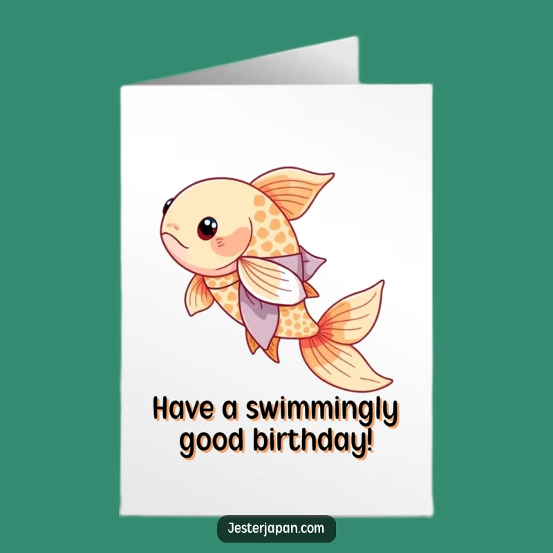 Free Printable Birthday Card: Graceful Koi, Serene Downloadable Gift
