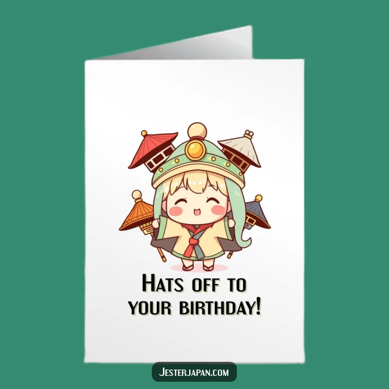 Free Printable Birthday Card: Kawaii Hat Parade, Funny Downloadable Gift