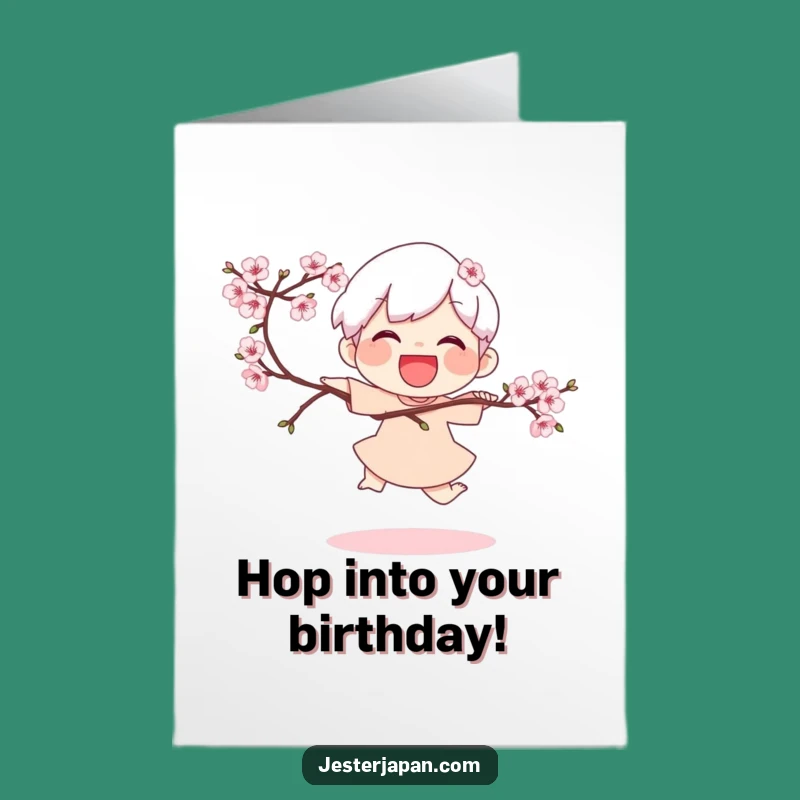 Free Printable Funny Birthday Card: Cherry Hop Character, Joyful Downloadable Gift!