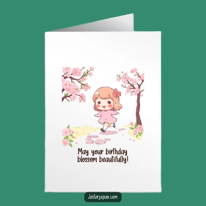 Free Printable Birthday Card: Cherry Blossom Dancer Downloadable