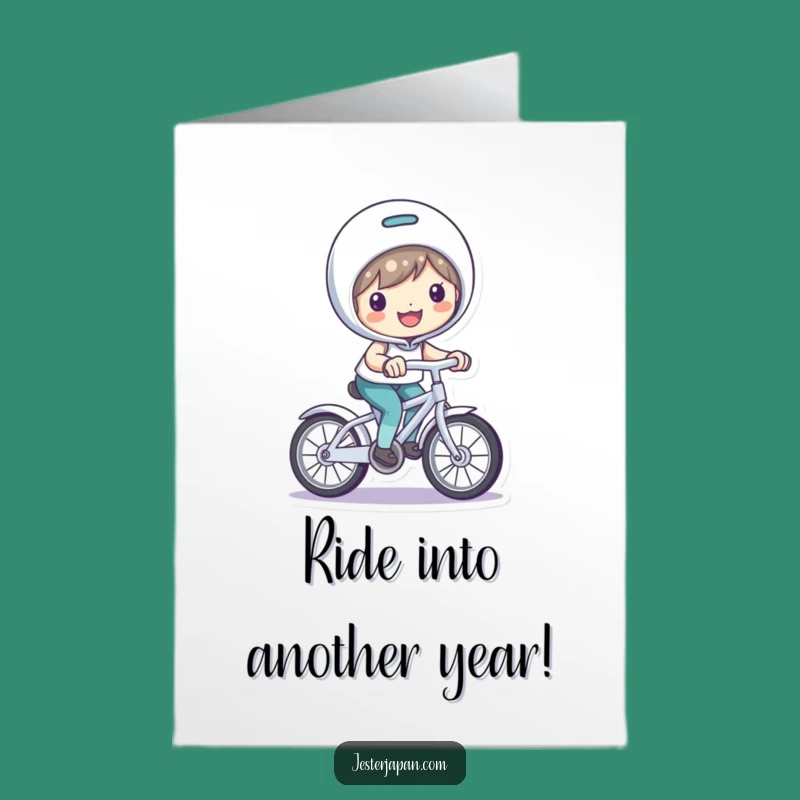 Free Printable Birthday Card: Playful Bike Rider - Funny Downloadable Gift