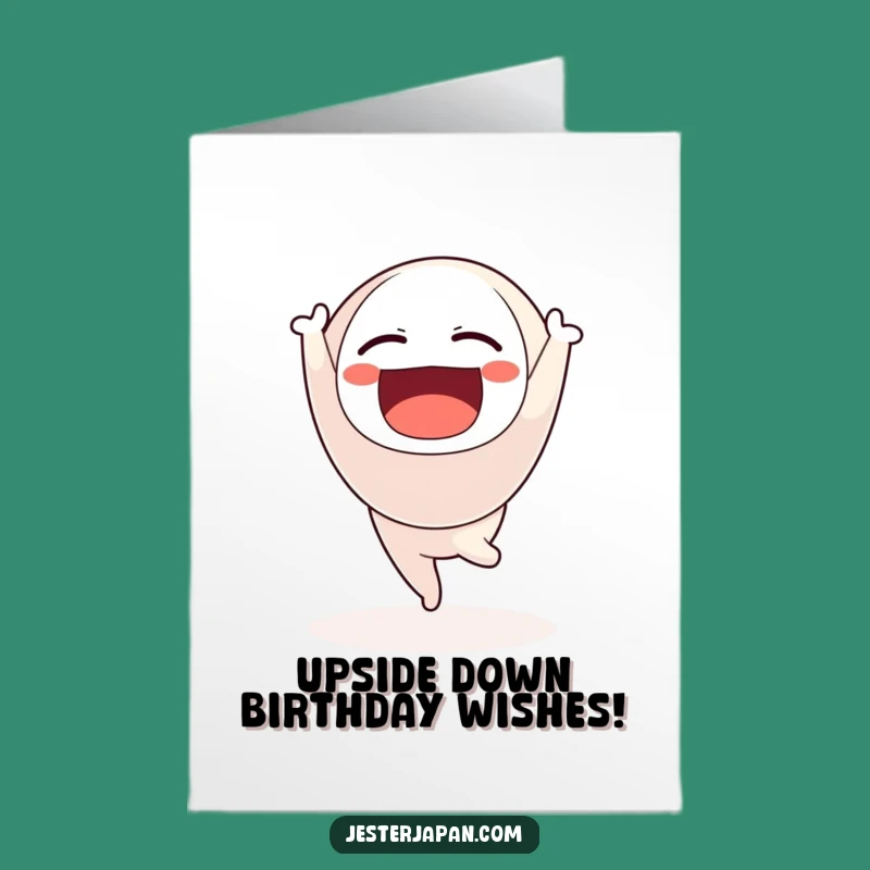 Free Printable Birthday Card: Daruma Handstand, Funny Downloadable Gift