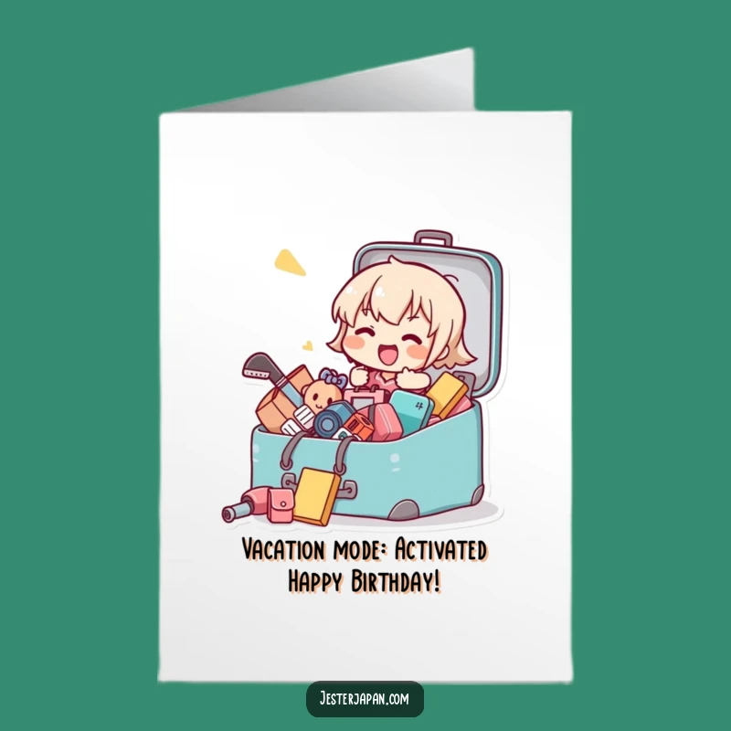 Funny Free Printable Birthday Card: Kawaii Packing Chaos Downloadable Gift