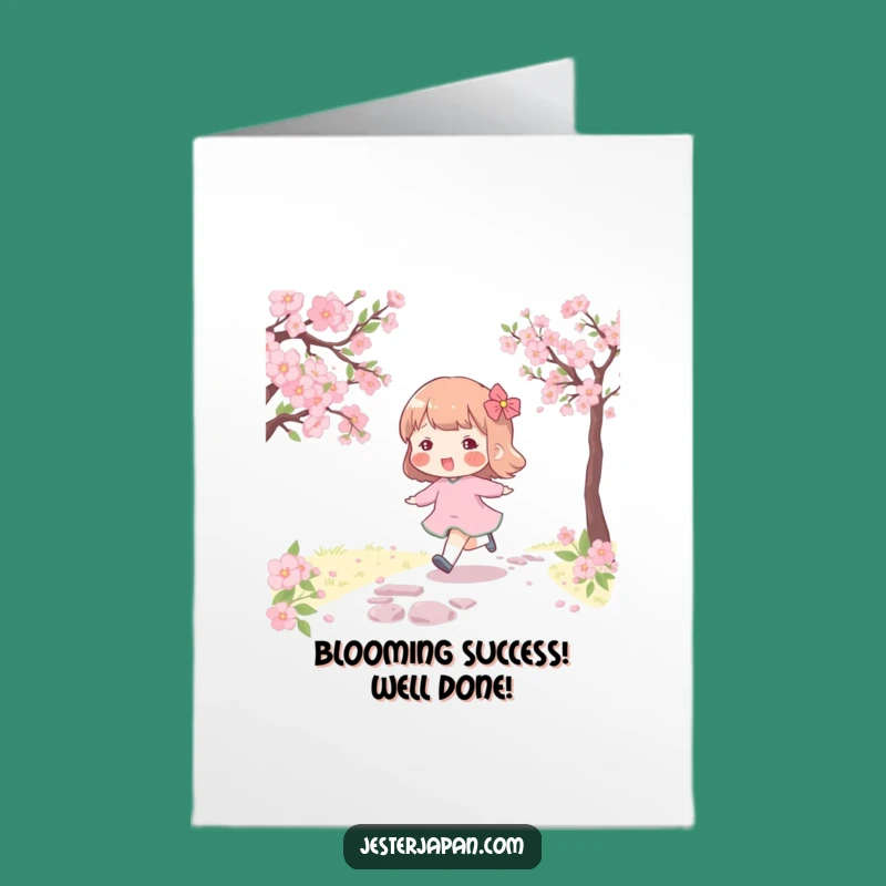 Free Printable Congrats Card: Cherry Blossom Joy Downloadable