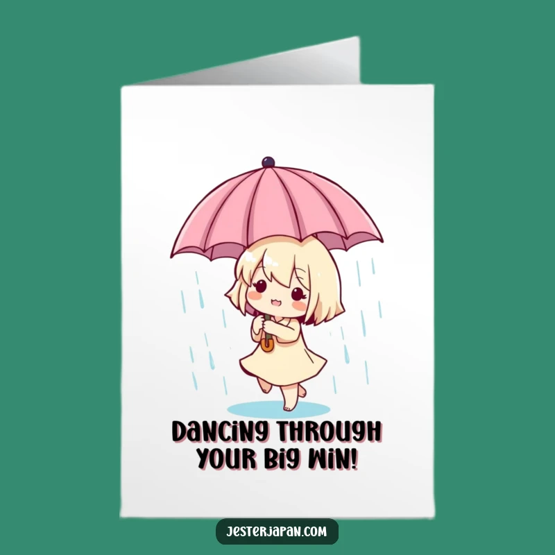 Free Printable Congrats Card: Tiny Dancer in Rain, Celebrate Playfully
