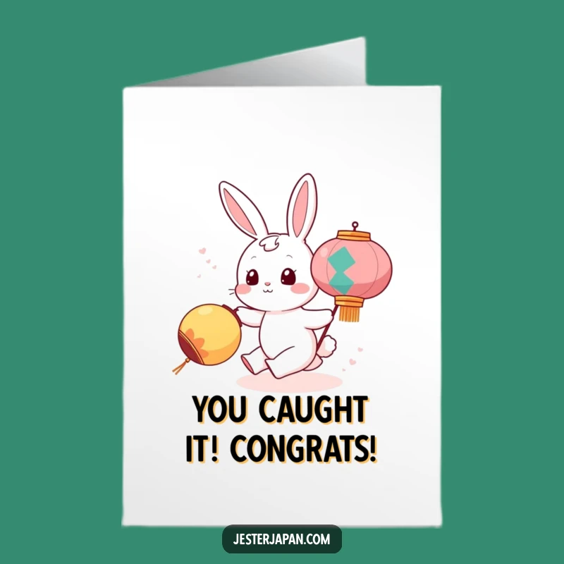 Free Printable Bunny Lantern Chase Congrats Card - Funny Downloadable Gift for Any Occasion