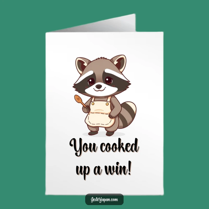 Free Printable Congrats Card: Cooking Raccoon Chef, Tasty Downloadable Celebration