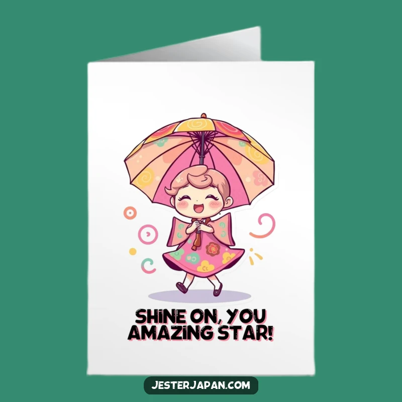 Free Printable Congrats Card: Dancing Umbrella for Celebratory Vibes