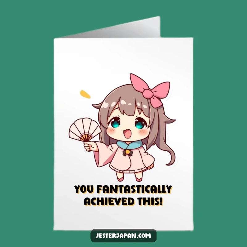 Free Printable Congrats Card: Funny Fan Waving Character, Great Downloadable Gift
