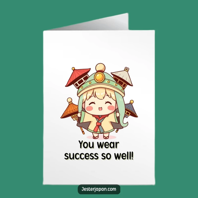 Free Printable Congrats Card: Kawaii Hat Celebration, Downloadable Gift