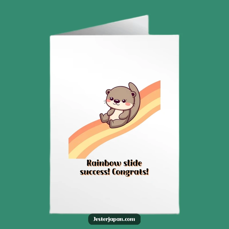 Free Printable Congrats Card: Otter Rainbow Slide - Cheerful Downloadable Surprise!