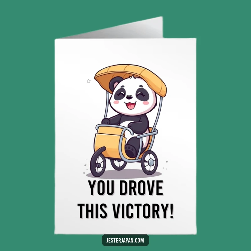 Free Printable Congrats Card: Panda Rickshaw Funny Downloadable Gift