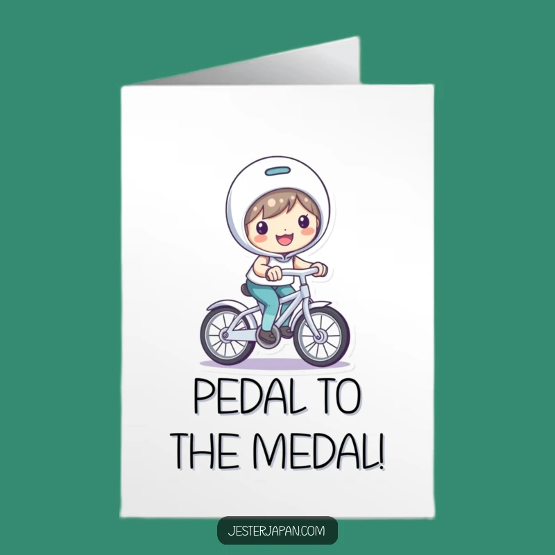 Free Printable Congrats Card: Playful Bike Rider - Cheerful Downloadable