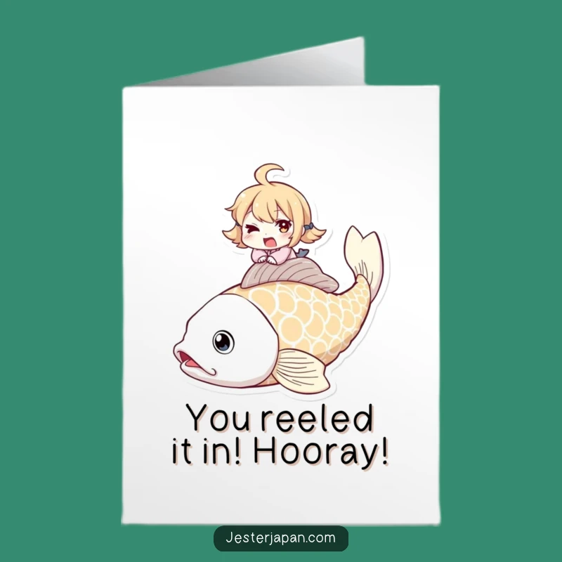 Free Printable Koi Fish Congrats Card: Winking Character Downloadable Gift