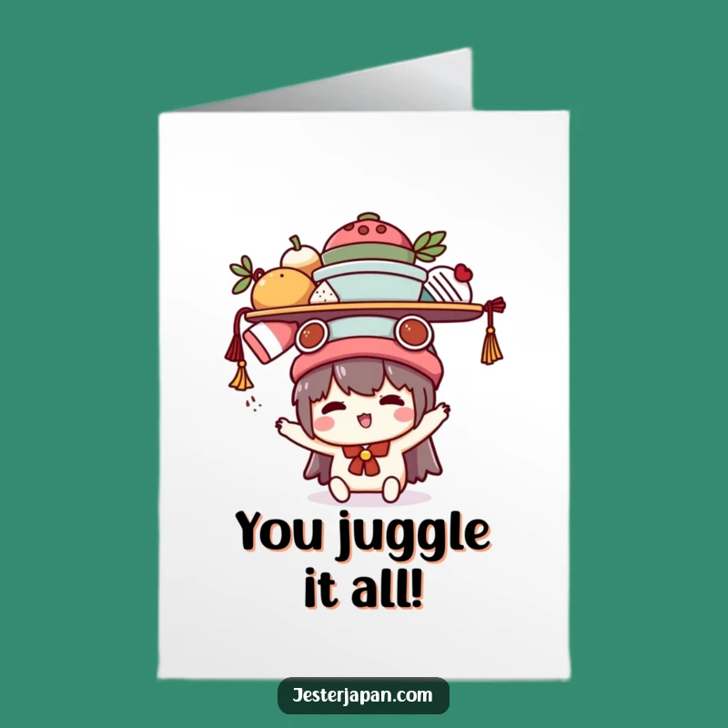Kawaii Balance Congrats Card: Free Printable Juggling Act Downloadable!