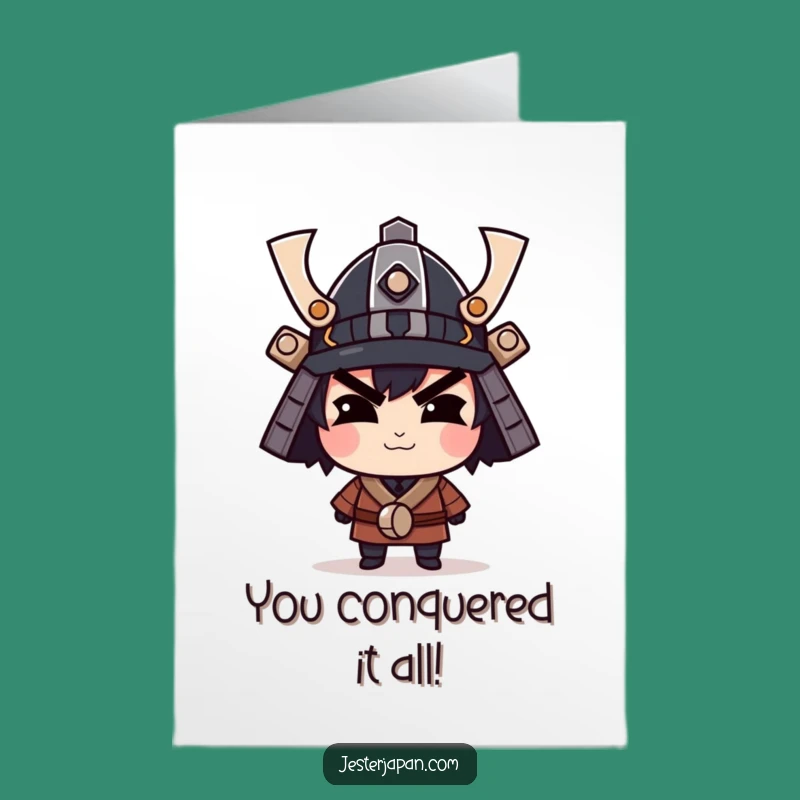 Free Printable Samurai Congrats Card: Smirking Hero Downloadable Gift