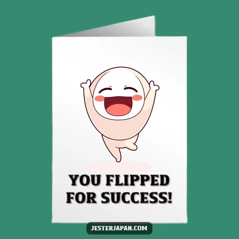 Free Printable Congrats Card: Daruma Handstand Triumph, Downloadable Gift