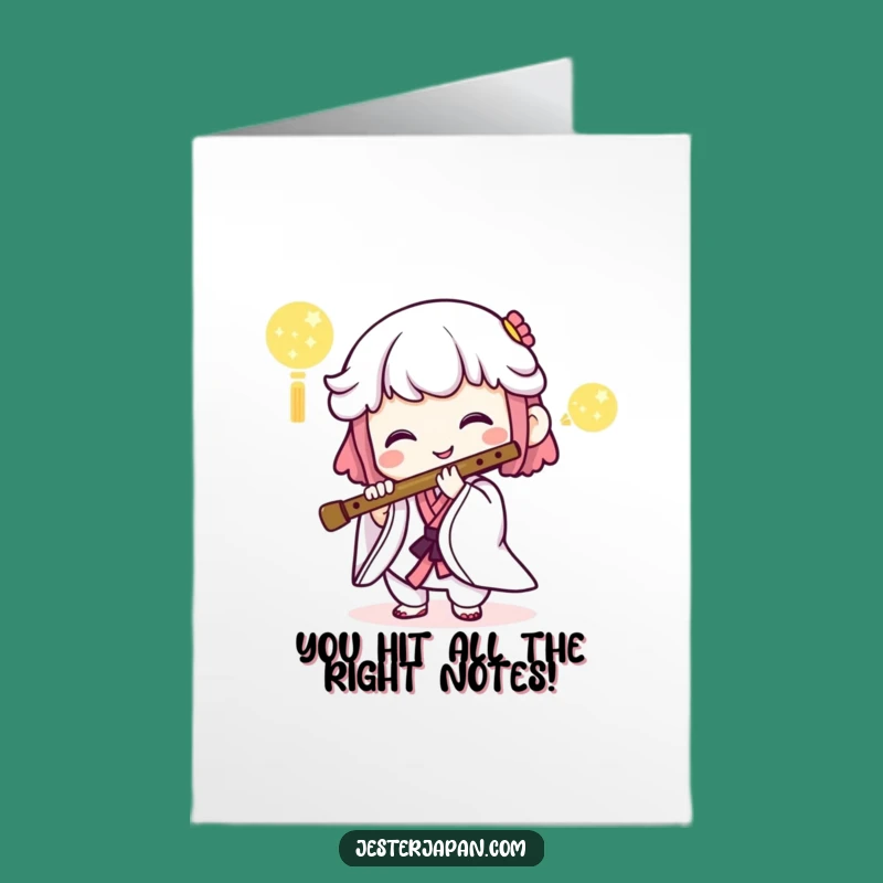 Free Printable Congrats Card: Kawaii Flute Melody, Downloadable Gift