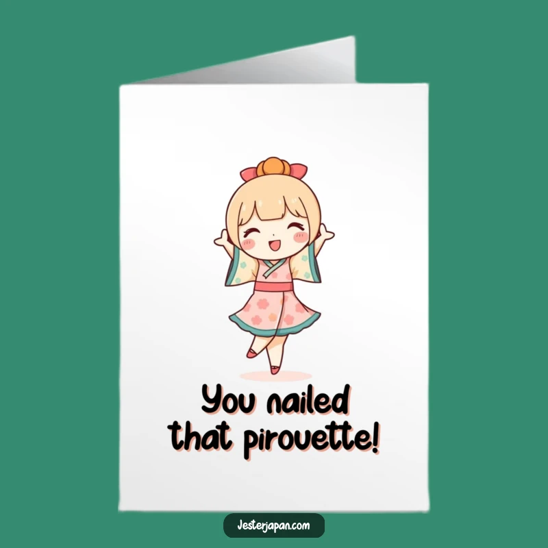 Free Printable Congrats Card: Kokeshi Pirouette Funny Downloadable for Success