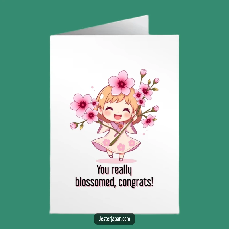 Free Printable Congrats Card Spring Celebration - Cherry Blossom Character Gift