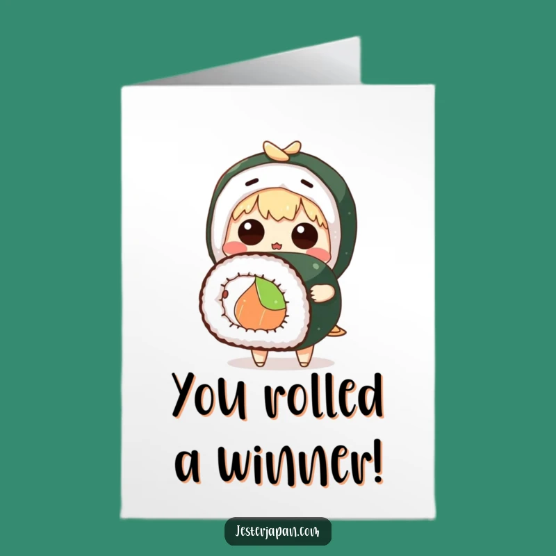 Free Printable Congrats Card: Shocked Sushi Fan With Giant Roll - Funny Downloadable