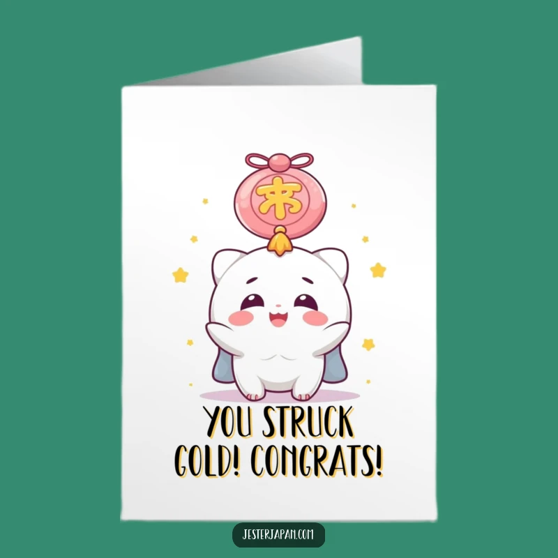 Free Printable Congrats Card: Lucky Charm Character Funny Downloadable Gift Idea