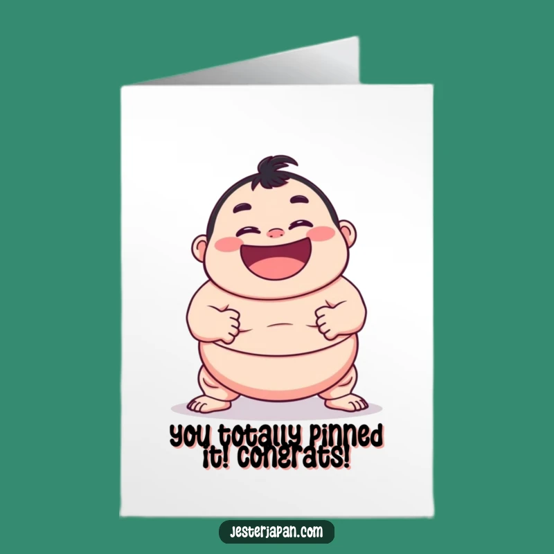 Free Printable Sumo Congrats Card: Hilarious Wrestling Pose Downloadable Gift