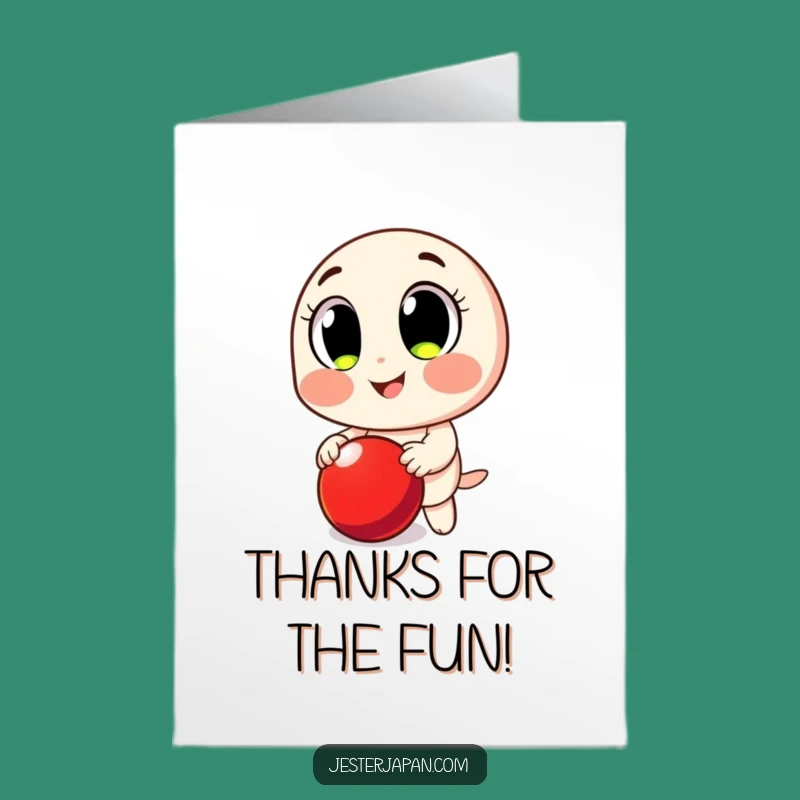 Free Printable Thank You Card: Big Eyes Ball Bouncer - Cheerful Downloadable