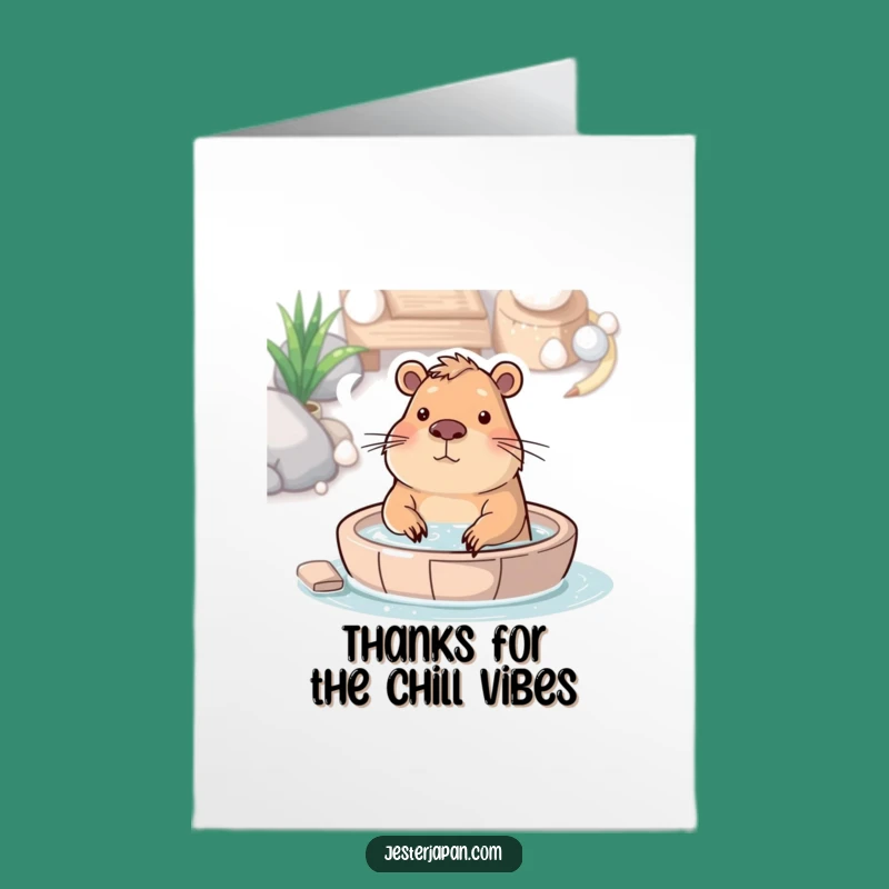 Free Printable Thank You Card: Capybara Hot Spring, Heartfelt Downloadable Gratitude